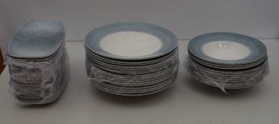 1 x Churchill Raku Topaz Blue Dinner Set (20 x Oblong Chefs Plate 29.8 x 15.3cm, 17 x Wide Rim Bowl