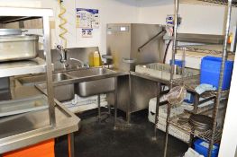 1 x Winterhalter PT-M Passthrough Dishwasher With Inlet Waste Bin / Double Sink Wash Unit, Outlet Dr