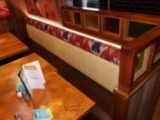 1 x Banquette Seating Bench With Faux Leather and Fabric Upholstery - Faux Leather Brown Seating Wit