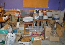 Huge Assorted Job Lot From Restaurant Storage Room - Plates, Glasses, Bowls, Utensils, Consumables,