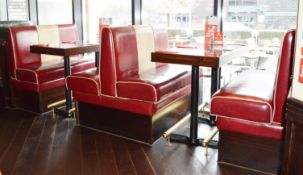 3 x Contemporary Seating Booths Upholstered In A Bright Red Faux Leather - Includes Two Single and