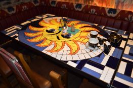 1 x Large Rectangular Mosaic Mexican Sun Face Dining Table - Bespoke Table by Imperial Mosaics With