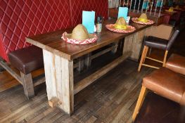 1 x Rustic Timber Dining Table With Four Piece Slab Top and Knock Trestle Base - H90 x W240 x D69 cm