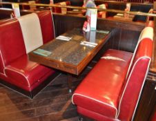 4 x Contemporary Seating Booths Sections Upholstered In A Bright Red Faux Leather *Please Read Descr