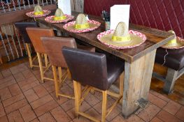 1 x Rustic Timber Dining Table With Four Piece Slab Top and Knock Trestle Base - H90 x W240 x D69 cm