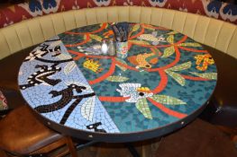1 x Large Round Mosaic Mexican Wildlife Dining Table - Bespoke Table by Imperial Mosaics With Cast I