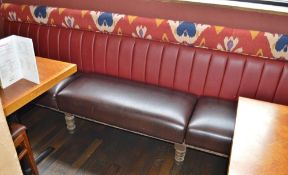 1 x Banquette Seating Bench With Faux Leather and Fabric Upholstery - Faux Leather Brown Seating Wit