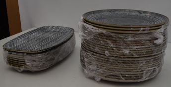 1 x Churchill Studio Prints Charcoal Black (8 x Oblong Plate 35.5 x 18.9cm,23 x Round Plate 28.8cm)