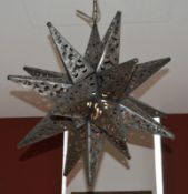 2 x Perforated Metal Star Shaped Pendant Light Fittings - 80cm Drop x 40cm Diameter - CL367 - Ref CQ