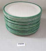 20 x Steelite Coupe Plates White With Green Outline Egde 27.5CM - Ref CQ269