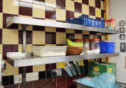 2 x Wall Mounted Stainless Steel Shelves With Brackets - L150 x D30 cms - Ref FB181 - CL357 -