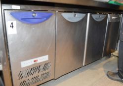 1 x Williams Commercial 3-Door Stainless Steel Under-Counter Fridge - Supplied Unlocked Without Keys