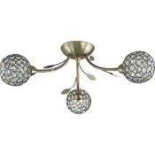1 x Ex Display Bellis II 3 Light Semi Flush Ceiling Light Antique Brass - CL364 - Ref: PAL Edin/2 12