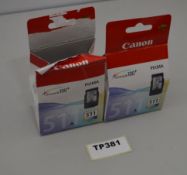 2 x Canon CL-511 Printer Ink Cartridge - Ref TP381