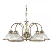 1 x American Diner 5 Light Ceiling Light Antique Brass - New Boxed Stock - CL364 - Ref: ERP1- 9345-5