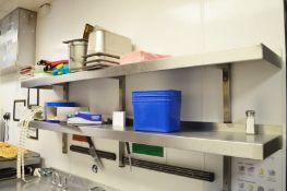 2 x Wall Mounted Stainless Steel Shelves With Brackets - L190 x D30 cms - Ref FB166 - CL357 -