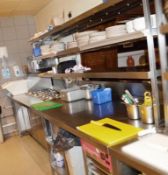 1 x Commercial Stainless Steel Prep Counter Under 3-Tier Shelving Unit - Features Space For Gastro
