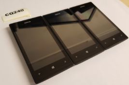 3 x Nokia Lumia 520 Black Smartphones - Ref CQ240