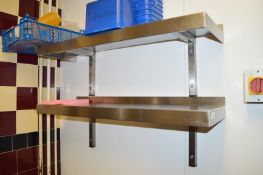 2 x Wall Mounted Stainless Steel Shelves With Brackets - L95 x D30 cms - Ref FB171 - CL357 -