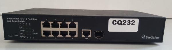 1 x Geovision GV-POE0801 8-port Web Management PoE Switch - Ref CQ232 - CL379 - Location: Altrincha