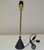 1 x CHELSOM Table Lamp With A Brass Stem And Black Coned Shape Base - Dimensions: H57/L12cm- New/Unu