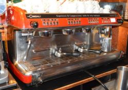 1 x La Cimbalie Espresso & Cappucino 3 Group Coffee Machine in Red - Model M39 DT3 TE - Ref FB115 -