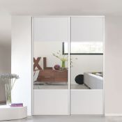 4 x VALLA 1 Sliding Wardrobe Door In White With A Silver Mirror and White Lacquered Steel Profiles -