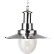 1 x Fisherman XL 1 Light Ceiling Pendant Satin Silver - New Boxed Stock - CL364 - Ref: ERP1- 5301SS