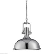 1 x Light Industrial Ceiling Pendant In Chrome - New Boxed Stock - CL364 - Ref: ERP1- 1322CC - Locat