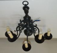 1 x CHELSOM Ornate Wall Light Fitting With Five Arm Candle Lights In Black - Dimensions: H55/L55cm -