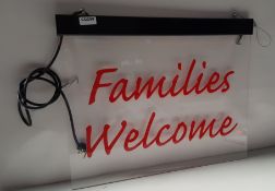 1 x Families Welcome Restaurant Sign - Ref CQ209 - CL011 - Location: Altrincham WA14