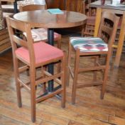 1 x Bistro Poser Table With 3 x Upholstered Wooden Bar Stools - CL367 - Ref CQ-FB204 - Location: Man