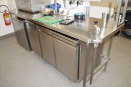 1 x Commercial 2.6 Metre Stainless Steel Prep Bench / With 2-Tier Shelf - Total Dimensions: W260 x D