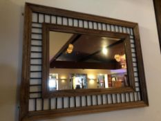 Metal And Wood 'Line' Patterened Mirror - Dimensions: 66cm Height X 90cm Length - CL358 - Location: