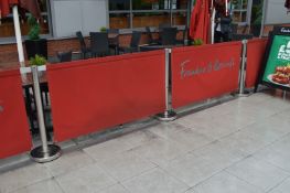 11 x Chrome Outdoor Banner / Divider Posts With Crossbeams - H100 x Crossbeam W170 cm CL357 - Red
