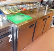 1 x Foster Commercial Gastronorm Prep Counter With Salad / Pizza Topper and Roll Down Night