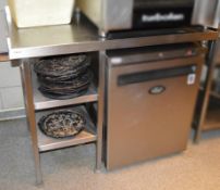 1 x Stainless Commercial Prep Table With Side Shelving - Dimensions: W117 x D65 x H96cm - CL367 - Re