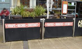 8 x Outdoor Stainless Steel Café Barrier Posts - Approx Height: 70cm - CL367 - Ref CQ-FB - Location: