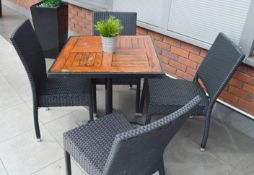 1 x Outdoor Garden Table With Two Charcoal Rattan Chairs - H72 x W74 x D74 cms - CL357 - Location: