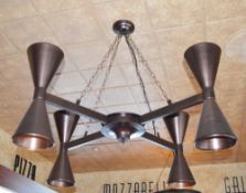 2 x Impressive 4 Arm Chandelier Light Fittings With Brown Pitted Finish - Pair of - Approx Dimension