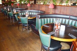 5 x Contemporary Half Circle Seating Booths - Features a Leather Upholstery in Green and Black,