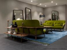 1 x Large Porada 'Livein' Rug In An Iridescent Pale Green Pile With Grey Fringing - Dimensions: 560