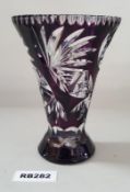 1 x Small Black Cut Glass Vases H18cm - Ref RB282 E - CL334 - Location: Altrincham WA14 NO VAT
