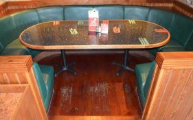 1 x Semi Oval Seating Booth With Green Faux Leather Upholstery H89 x W360 x D220 cms - Seat Height 4