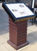 1 x Outdoor Lecturn Menu Holder With Wooden Base and Metal Menu Display Case - H123 x W72 cms -