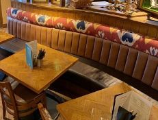 1 x Long Curved Double-Sided Upholstered Banquette Seating - Dimensions: Each Side Is Approx 8 Metre
