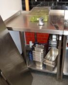 1 x Stainless Steel Left Hand Corner Preparation Bench With Undershelf - H92 x W80 x D76 cms - Ref