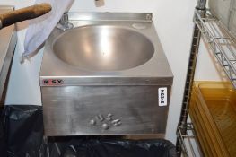 1 x Stainless Steel Basix Knee Controlled Hand Wash Basin With Soap and Paper Towel Dispensers - Ref