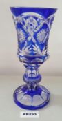 1 x Cobalt Blue Cut Glass Vase H27cm - Ref RB293 E - CL334 - Location: Altrincham WA14 NO VAT