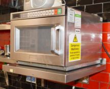 1 x Panasonic Commercial Microwave Oven With Stainless Steel Exterior and Wall Mounted Shelf - Ref